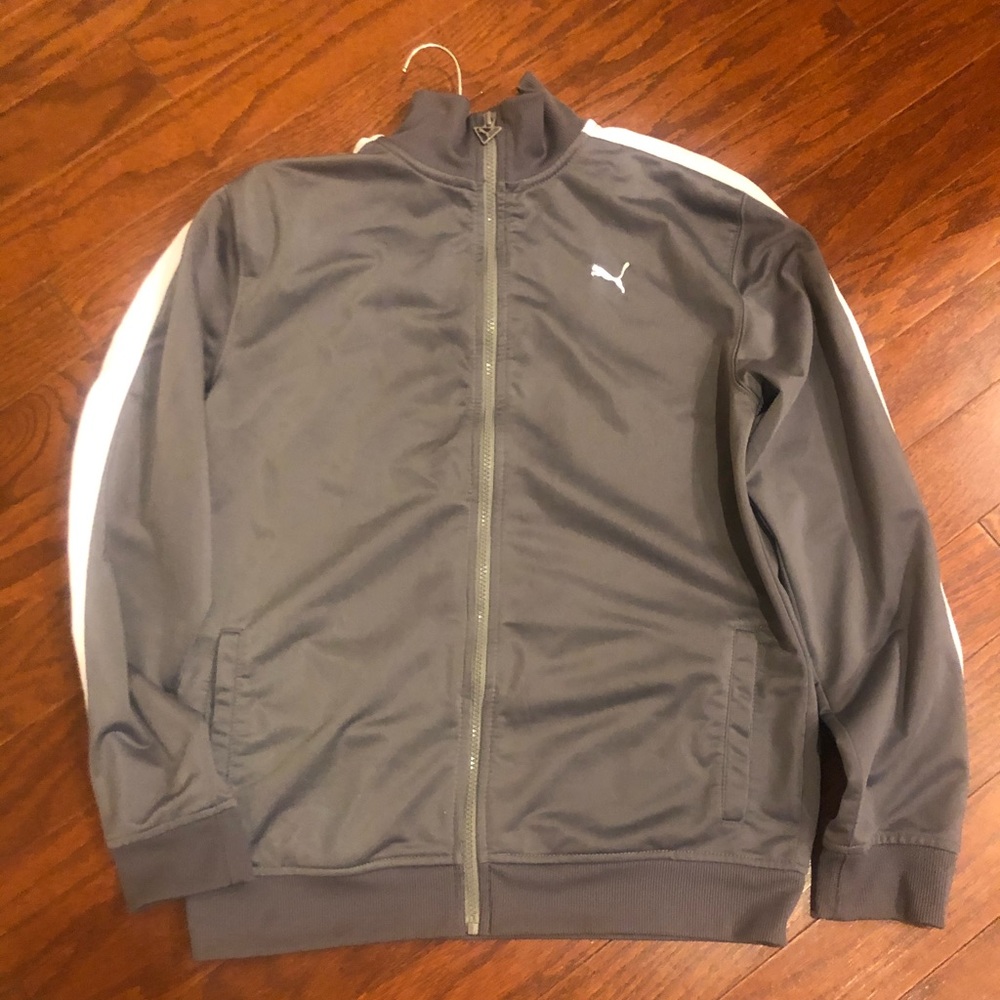 Puma Youth Large Gray track jacket w/ white stripe